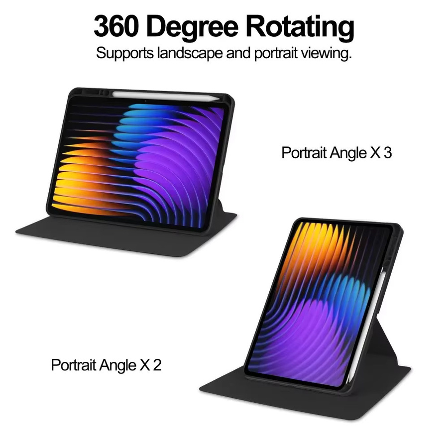 360-Grad-Drehhülle für Xiaomi Pad 7 und Pad 7 Pro mit Stifthalter, 11,2 Zoll Tablet-Case in Schwarz oder Grau - Bild 2