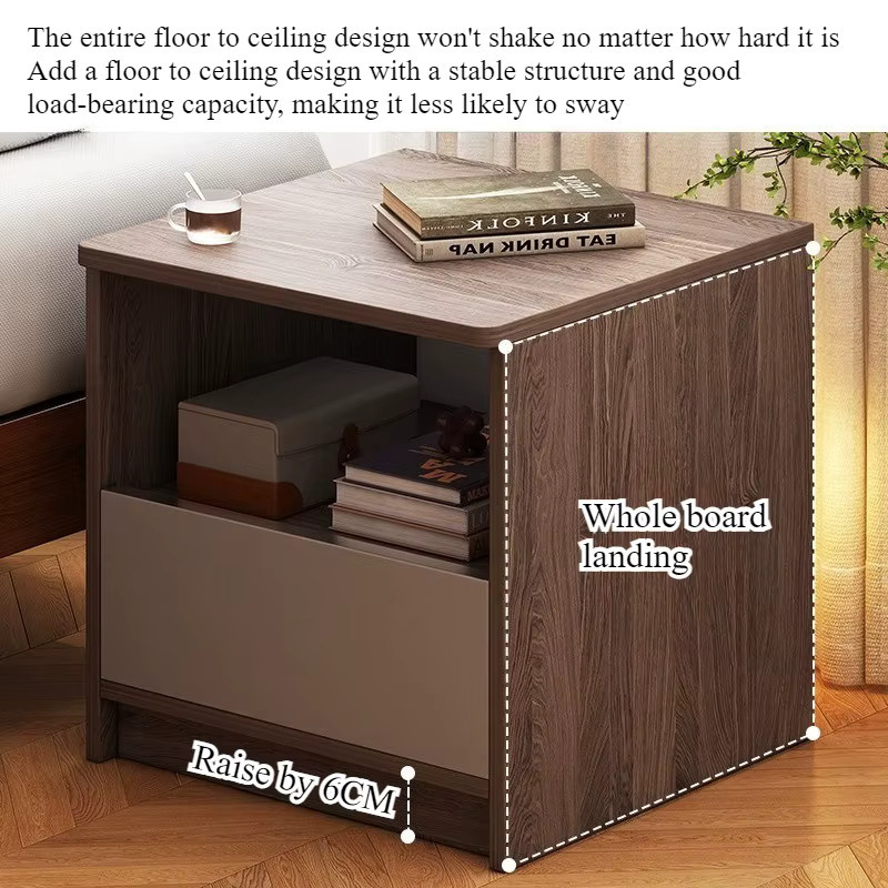 Moderner Nachttisch von LIUSHADUOLA in Braun mit Soft-Close-Schubladen und mattem Holzdesign - Bild 3