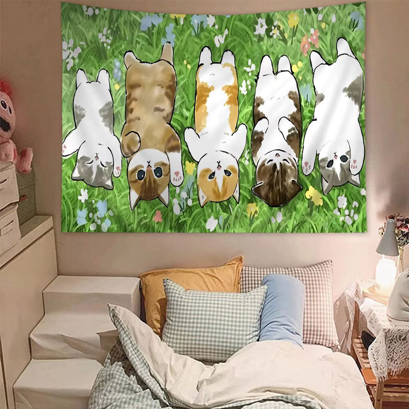 Mofusand Hippie Wandbehang mit lustiger Katze im Bohemian Mandala Design von INS Home Decor - Bild 3