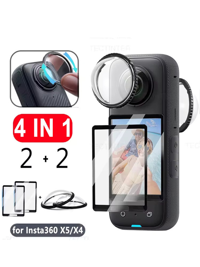 TECTINTER Displayschutzfolie und gehärtetes Glas für Insta360 X4 und X5, transparent, kratzfester Objektivschutz für deine Action Camera - Bild 5
