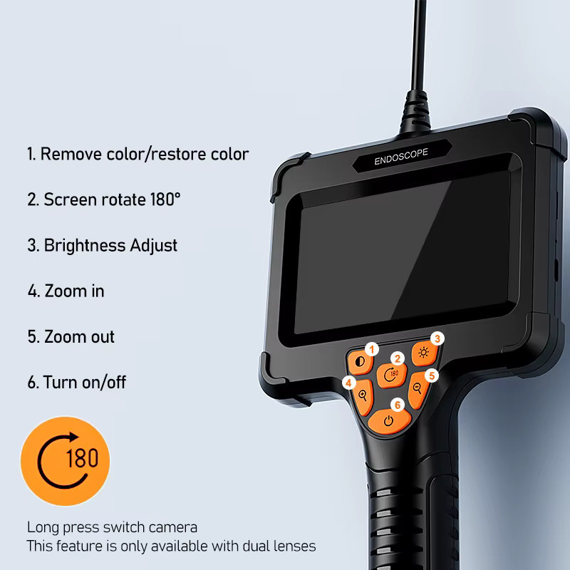 ILIHOME Tragbares Industrie-Endoskop mit 4,3 Zoll IPS-Bildschirm, 8mm Sonde und 8 LEDs in Schwarz - Bild 6