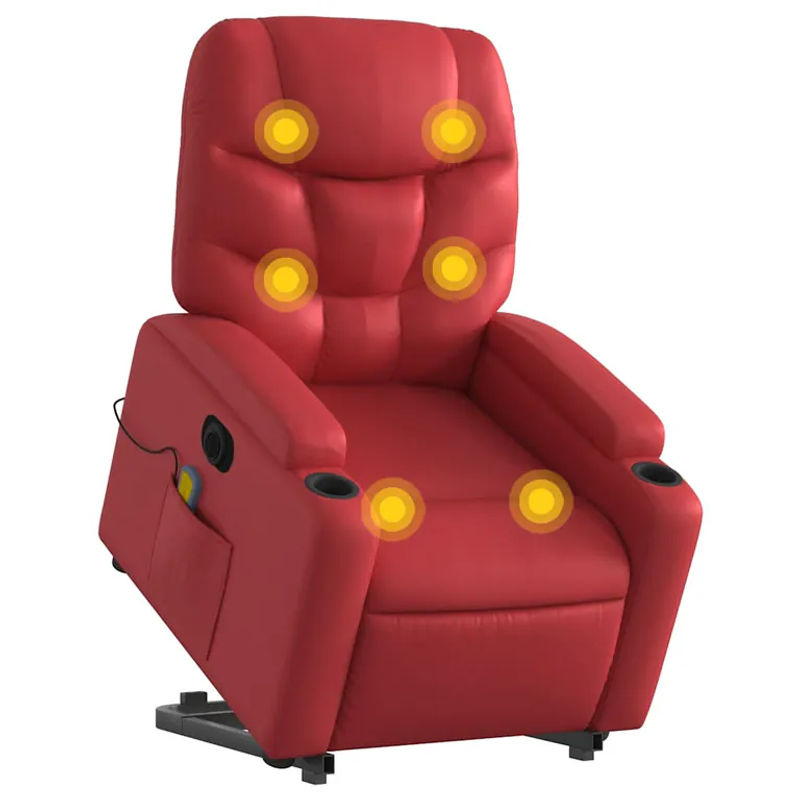 vidaXL Massagesessel Modell 3 mit elektrischer Aufstehhilfe in Rot aus Kunstleder - Bild 3