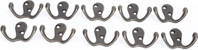 GoolRC Wandhaken Set aus Zinklegierung in Grau, 10 Stück Doppelprong-Haken zur Wandmontage - Bild 1