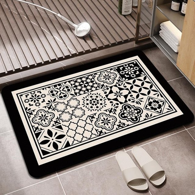 Rutschfeste Badematte aus Diatomeenschlamm von Yiran Furniture in Schwarz, B/B: 40 x 60 cm - Bild 1