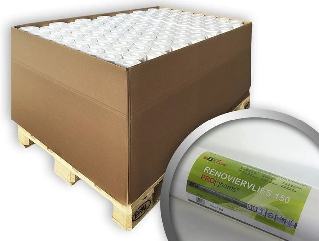 PROFHOME Renoviervlies Weiß, 80 Rollen mit 1500 m2, 150 g/m2 Non-Woven Malervlies - Bild 1
