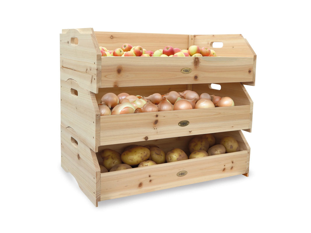 HABAU Holz Stapelkiste Maxi 3er Set braun B/T/H: 59 x 38 x 18 cm - Bild 2