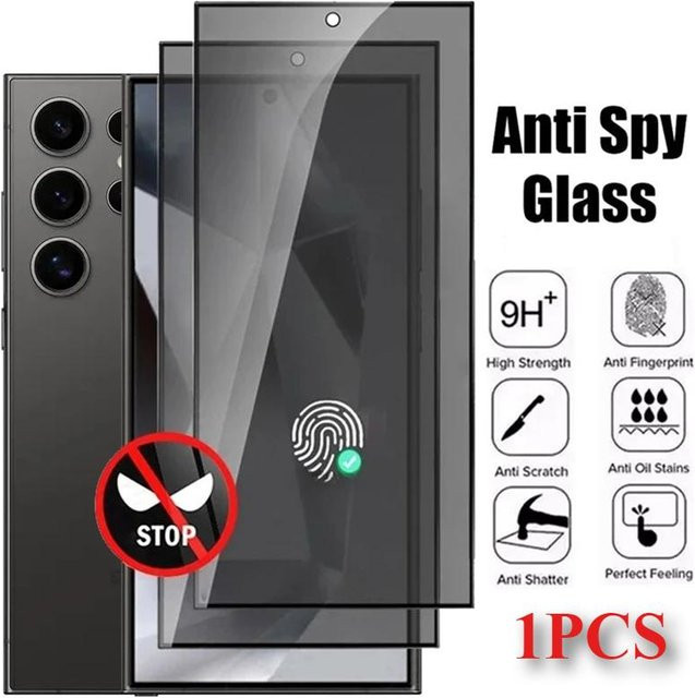 Magtim Anti-Spionage Displayschutz aus gehärtetem Glas für Samsung Galaxy S24 S23 S22 S21 Ultra Plus in Schwarz - Bild 1