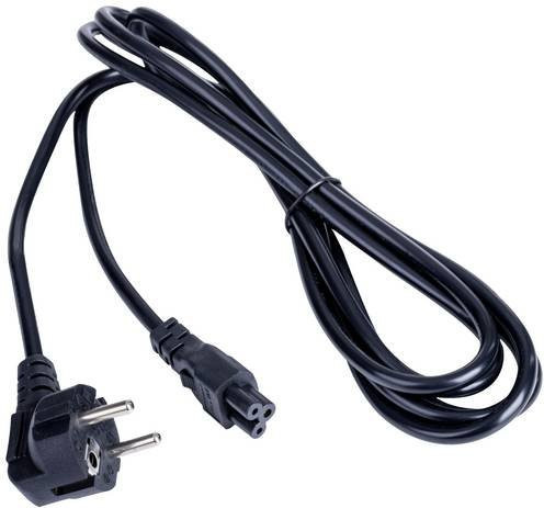 Akyga Strom Adapterkabel mit Schutzkontakt-Stecker und Kleeblatt-Buchse C5, Länge: 3,00 m, Schwarz - Bild 1
