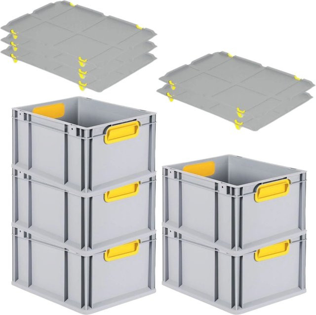 PROREGAL Spar Set 5x Eurobox Nextgen Color Gelb mit Auflagedeckel und Schiebeschnappverschlüssen, H x B x T: 22 x 30 x 40 cm - Bild 1