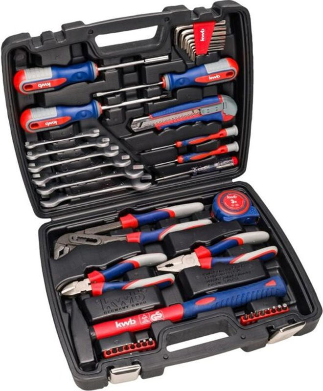 kwb Werkzeugkoffer 42-teilig mit Bits in Rot, Blau, Grau und Schwarz, B/T/H: 34 x 29 x 7 cm - Bild 2