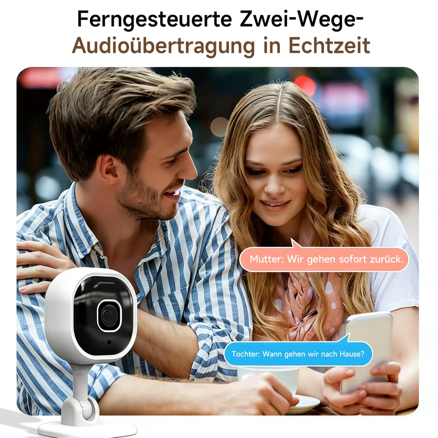 IWFCAM Mini Überwachungskamera 1080P mit Zwei-Wege-Audio, Nachtsicht, Bewegungserkennung und App-Steuerung in Weiß - Bild 2