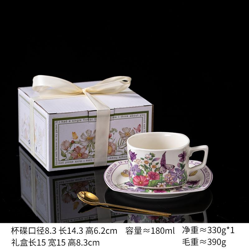 WJG Pretty B Keramik Tasse und Untertasse Set in Violett mit 220 ml Fassungsvermögen - Bild 2