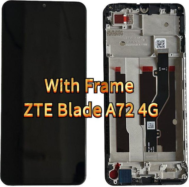 ZTE Blade A72 4G LCD-Bildschirm und Digitizer Vollbaugruppe mit Rahmen in Grau - Bild 1