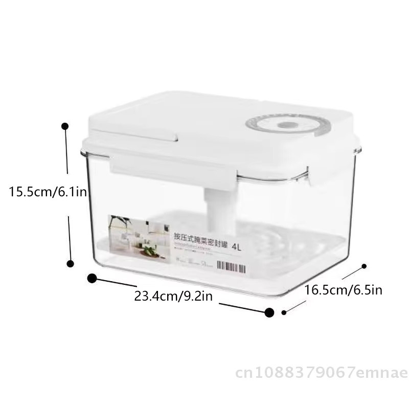 JETTING Kunststoff-Einmachglas mit Druckplatte in Weiß, 4 l, auslaufsicherer und luftdichter Küchenorganizer zur Aufbewahrung von Gurken, Sauerkraut, Oliven und Kimchi - Bild 2