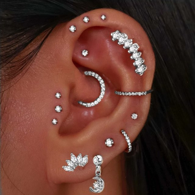Piercing Addicter Hoop Piercing Ohrring, Edelstahl, Zirkonia, Damen - Bild 1