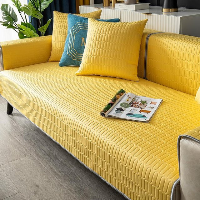 Rutschfester Universal Sofabezug aus Seide und Latex für Ecksofas, Gelb, 70 x 70 cm - Bild 1