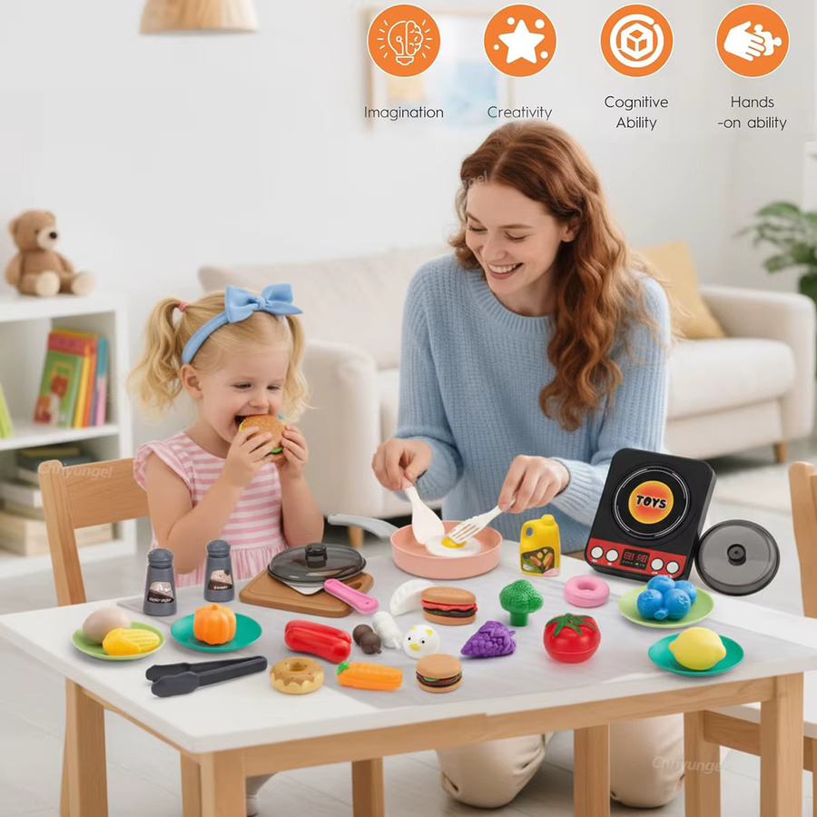 Chriyungel Kinder-Küchenspielzeug-Set mit 59 Teilen aus Kunststoff in Grün und Bunt / Mehrfarbig für Mädchen und Jungen - Bild 2