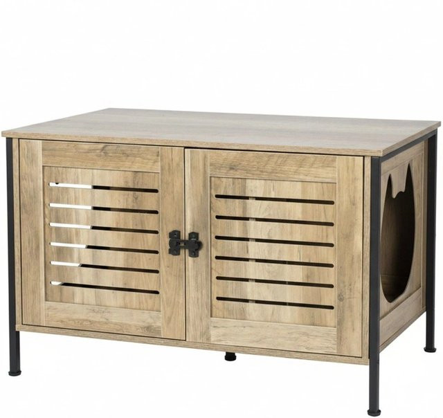 Relaxdays Katzenschrank aus MDF in Holzoptik, braun, abschließbar, B/T/H: 50,5 x 45,0 x 80,0 cm - Bild 1