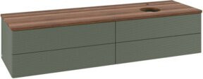 V&B Waschtischunterschrank Antao mit Frontstruktur und LED-Beleuchtung, Wandmontage, B/T: 160 x 50 cm, Farben: Weiss, Grau, Grün - Bild 1