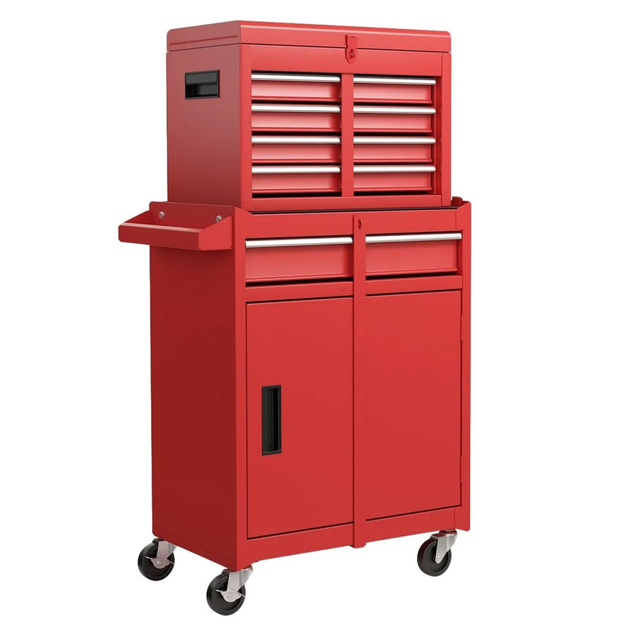 Costway Werkstattwagen 2 in 1 mit Koffer, Rot, Metall, Tragkraft 100 kg - Bild 2