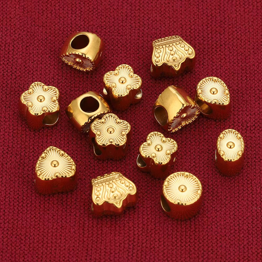 Alisaya Abstandhalter-Perlen Edelstahl, Gold, Herz, Blumen, Perlen - Bild 3