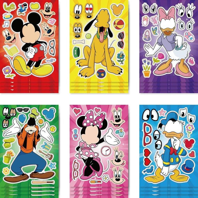 Disney Make-a-Face Puzzle-Aufkleber, 12 Blatt, Bunt - Bild 1