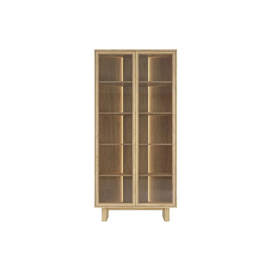 Vente-unique Vitrinenschrank Terlona in Naturfarben Hell mit Glastüren und integrierter Beleuchtung, Breite: 93,5 cm - Bild 2