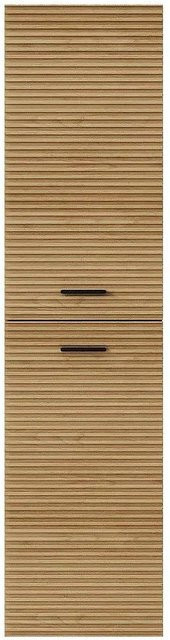 Vente-unique Badschrank Sarone in Naturfarben Hell, Wandmontage mit Soft-Close-Türen und Regalböden, B/T/H: 35 x 30 x 140 cm - Bild 1