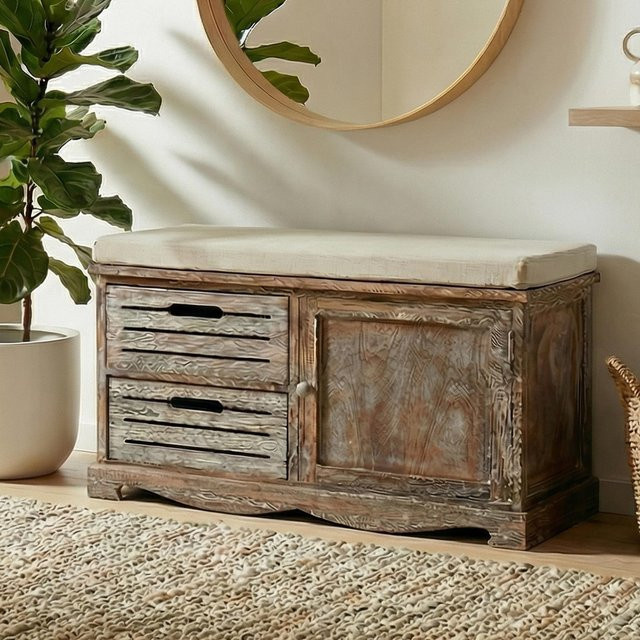 MCW Sitzbank J22 im Shabby-Look Vintage, braun, B/T/H: 49 x 71 x 32 cm - Bild 1