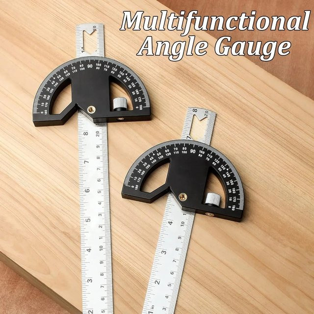 Ninth World Multifunktionaler Winkelmesser aus Aluminiumlegierung als Präzisions-Goniometer und Lineal in 8 oder 12 Zoll - Bild 1