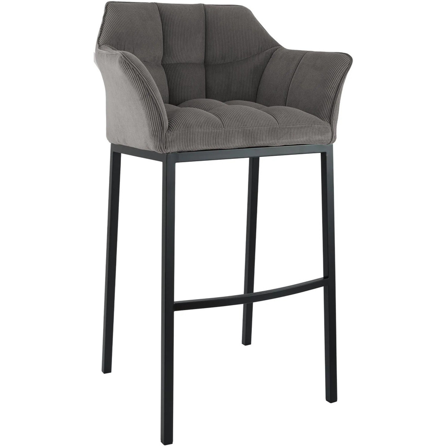 DELUKE Barhocker GIBEL mit Lehne aus Metall und Cord in Taupe und Schwarz, B/T/H: 64 x 48 x 110 cm - Bild 2