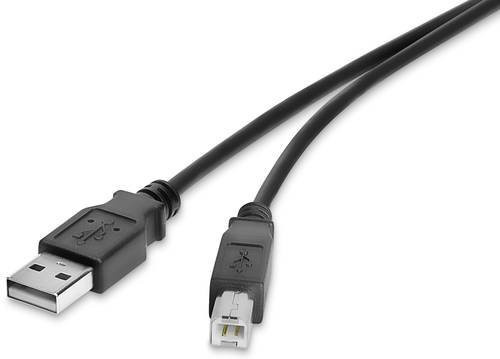 Renkforce USB 2.0 Kabel mit USB-A und USB-B Stecker, Schwarz, Länge: 0,30 m, vergoldete Steckkontakte, RF-4463064 - Bild 1