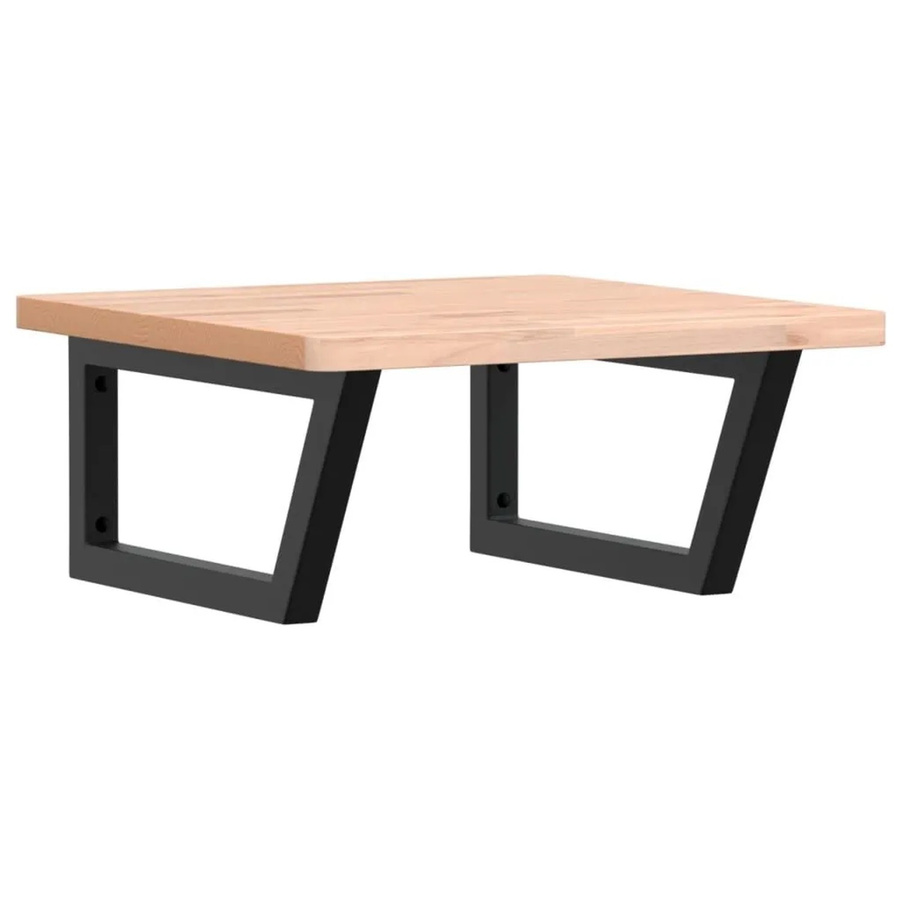vidaXL Waschbeckenregal zur Wandmontage aus Stahl und Massivholz Buche in Schwarz-braun - Bild 2