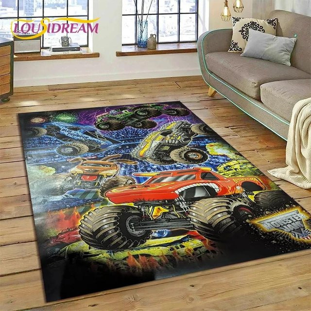 Karpetti Monster Jam Cartoon Teppich für Kinderzimmer und Wohnzimmer, Mehrfarbig, B: 120 cm, T: 160 cm - Bild 1