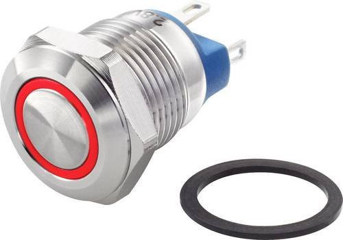 TRU COMPONENTS Vandalismusgeschützter Drucktaster TC-GQ12-AF-10E/J/R/12V/S in Rot, 48 V/DC 2A, 1 x Aus/(Ein) tastend, IP65 - Bild 1