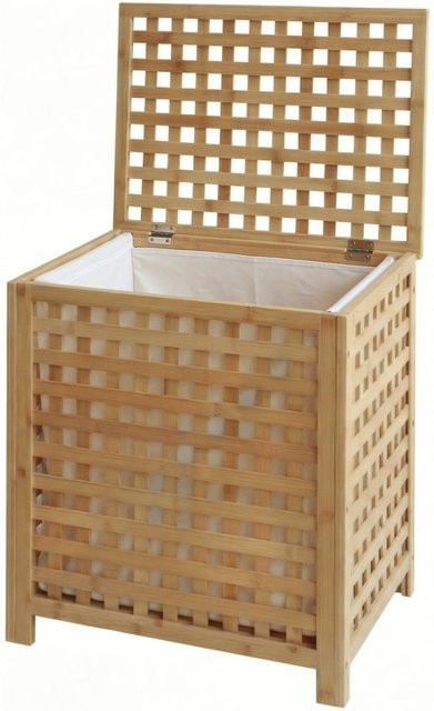 CLP Wäschebox Ronthy Wäschesammler aus Bambus mit herausnehmbarem Wäschesack 70L Beige - Bild 1