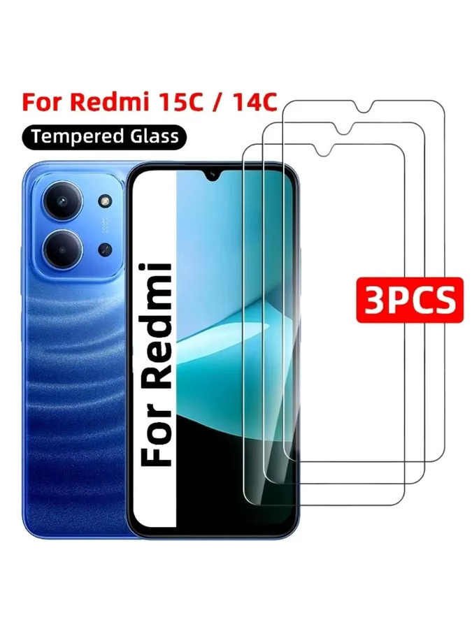 3er-Pack Xiaomi Displayschutzfolie aus gehärtetem Glas, transparent, passend für Redmi Note 14 5G, 13, 12, 11 Pro, 14S, 12S, 11S sowie Redmi 15C, 15, 14C, 14R, 13C, 12C - Bild 7