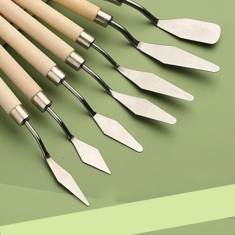 7-teiliges Edelstahl Malmesser-Set für Ölmalerei und Künstlerarbeiten in Silber - Bild 2