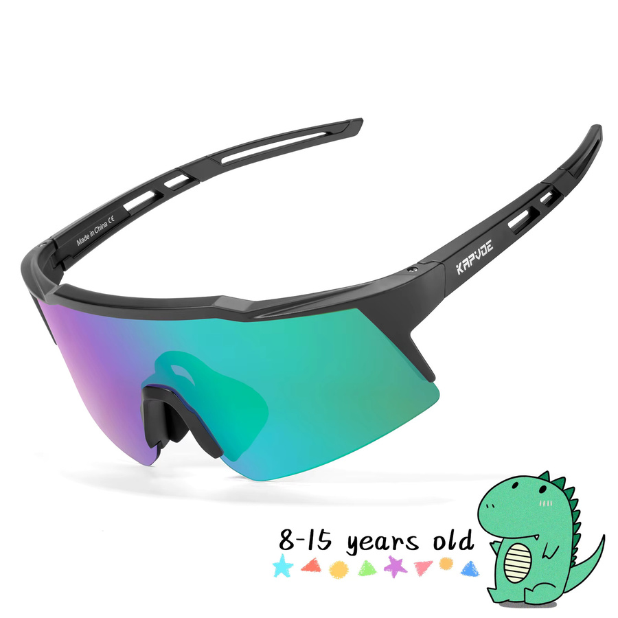 Kapvoe Sportsonnenbrille Kinder, Vollrand, Kunststoff, Wrap - Bild 2