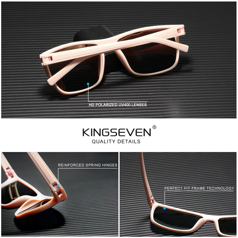 KINGSEVEN LC755 Sonnenbrille, quadratisch, Vollrand, Kunststoff, Unisex, polarisiert - Bild 3