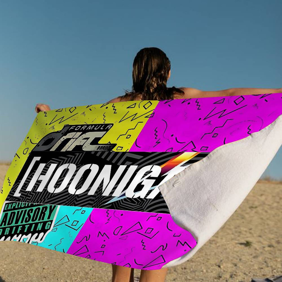 Hoonigan Driven By Passion Racing Logo Mikrofaser Strandtuch, weiß/mehrfarbig, B: 30 cm, H: 60 cm - Bild 2