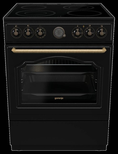 Gorenje Retro-Standherd GECS6B70CLB mit Glaskeramikkochfeld in Schwarz, B/H/T: 60 x 85 x 60 cm - Bild 1