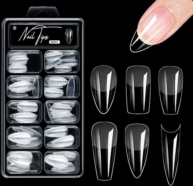 zengtaolke Künstliche Nagelspitzen, Coffin- und Ballerina-Form, transparent, 100 Stück - Bild 1
