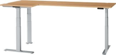 Schäfer Shop Genius Winkelschreibtisch Modena Flex, elektrisch höhenverstellbar, Buche/Weißaluminium, B: 200 cm, T: 160 cm - Bild 1