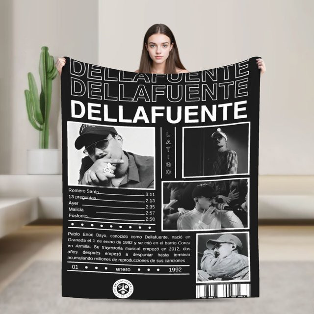 Dellafuente Rapper FC Überwurfdecke aus Flanell-Fleece in Schwarz - Bild 1