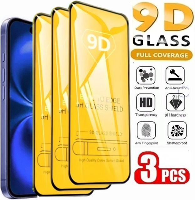 DIXSG 3er Pack HD-Hartglas Displayschutzfolie für iPhone 11 12 13 14 15 16 Pro Max XR XS und Plus Modelle, transparent mit vollständiger Abdeckung - Bild 1