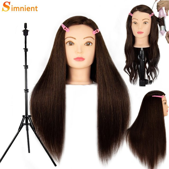 Simnient Mannequin-Kopf mit 85 % Echthaar, Unisex - Bild 1