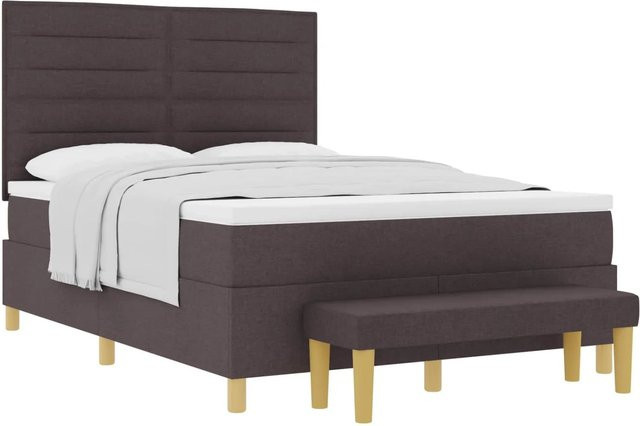 vidaXL Boxspringbett mit Matratze in Braun, B/T/H: 140 x 200 x 128 cm - Bild 1
