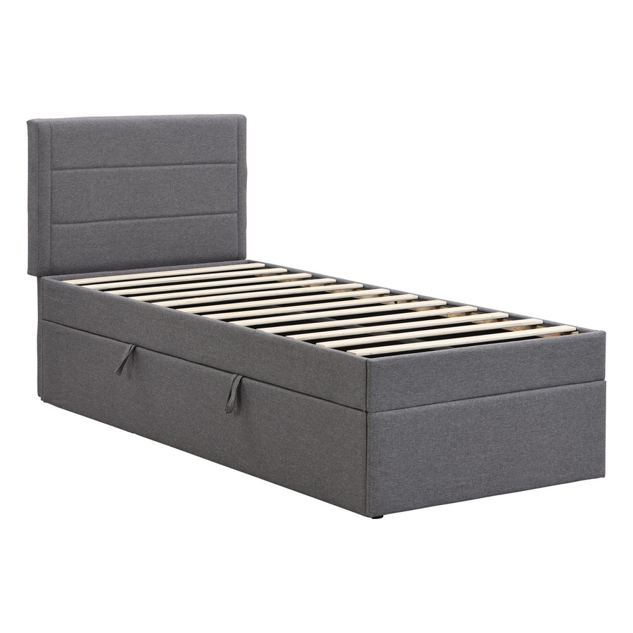okwish Einzelbett mit Metallrahmen und Schubladen in Grau, B/T/H: 90 x 200 x 105 cm - Bild 2