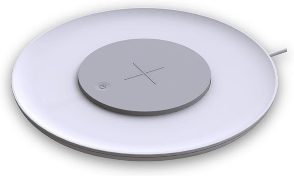 QI Tischladegerät UFO in Weiß mit dimmbarer Ambientebeleuchtung und drahtloser Ladefunktion als Smart Nachtlicht